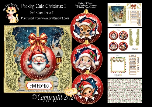 Peeking Cute Christmas 1 6x6