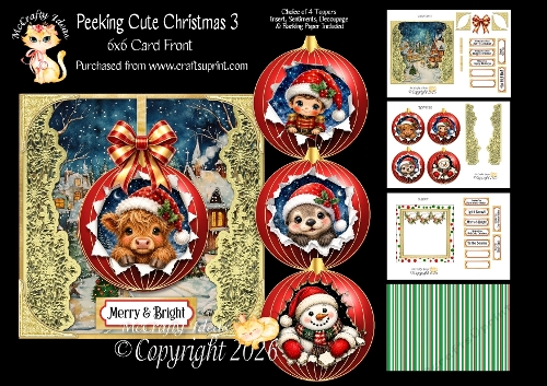 Peeking Cute Christmas 3 6x6