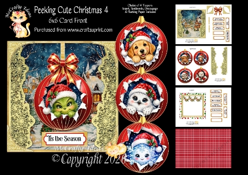 Peeking Cute Christmas 4 6x6