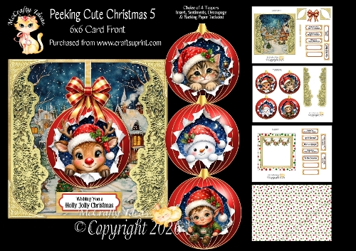 Peeking Cute Christmas 5 6x6