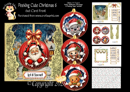 Peeking Cute Christmas 6 6x6