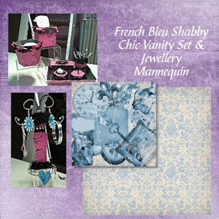 French Bleu Shabby Chic Vanity Set & Jewellery Mannequin