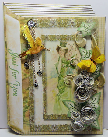 Amber Vintage Book Card & 3D Spiral Roses Kit