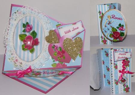 50's Kitsch Vintage Roses Twisted Easel (blue Set)