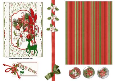 Poinsettia Christmas Card Front Sheet