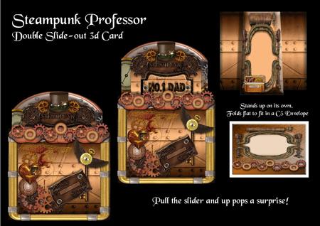 Steampunk Professor Double Slide-out Card