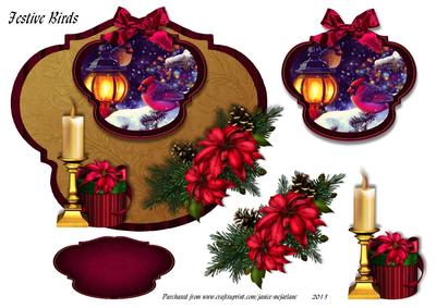 Festive Birds Large 3D Topper Sheet