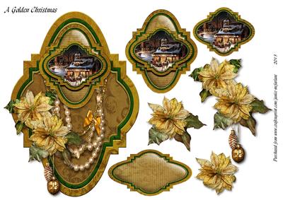 Golden Christmas Large 3D Topper Sheet