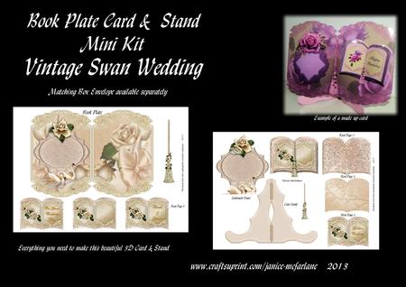 Vintage Swan Wedding Book Plate Card & Stand Mini Kit