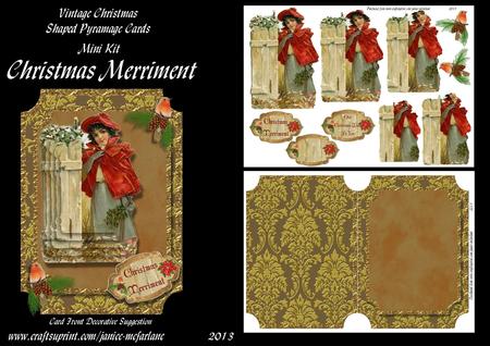 Christmas Merriment Vintage Chritmas Pyramage Shaped Card