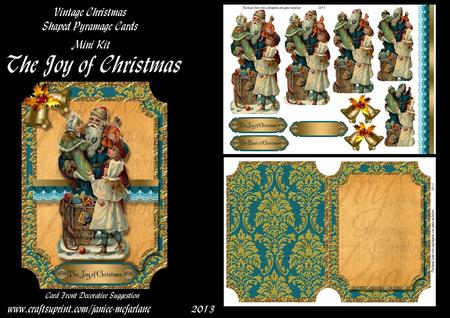 The Joy of Christmas Vintage Christmas Pyramage Shaped Card