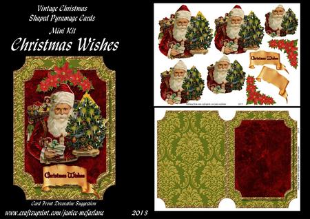 Christmas Wishes Vintage Christmas Pyramage Shaped Card