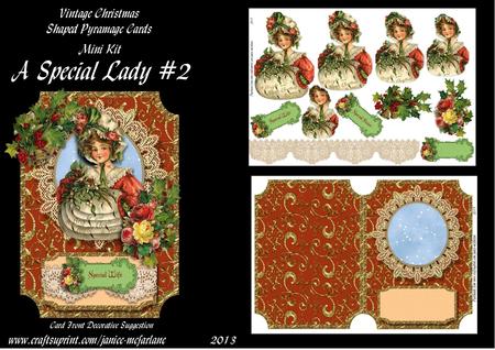 A Special Lady #2 Vintage Christmas Pyramage Shaped Card