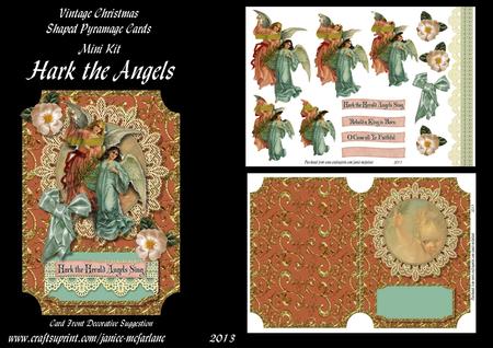 Hark the Angels Vintage Christmas Pyramage Shaped Card