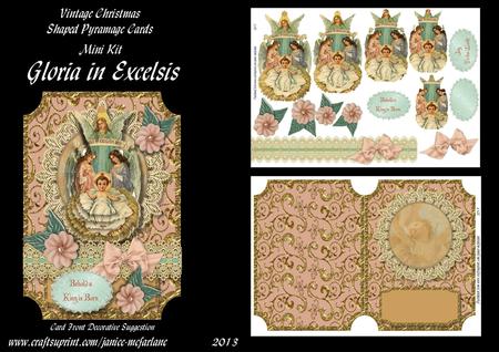 Gloria in Excelsis Vintage Christmas Pyramage Shaped Card