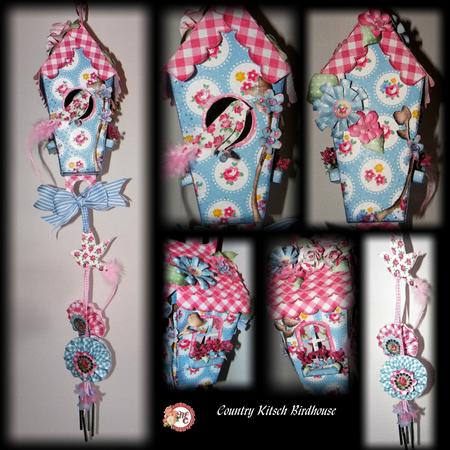 Country Kitsch Hanging Birdhouse/treat Box Decoration