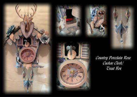 Country Porcelain Rose Cuckoo Clock/treat Box