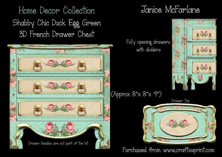Shabby Chic French Chest of Drawers Duck Egg Green