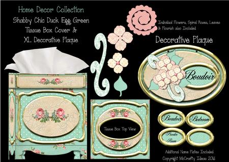 Shabby Chic French Tissue Box Cover & Decorative Plaque