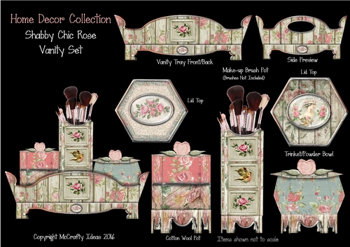Shabby Chic French Vanity Set - Rustic Rose