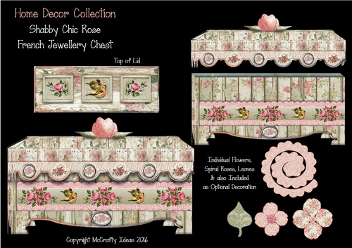 Shabby Chic French Jewellery Chest - Rustic Rose