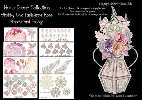 Shabby Chic Blooms & Foliage - Parisienne Rose