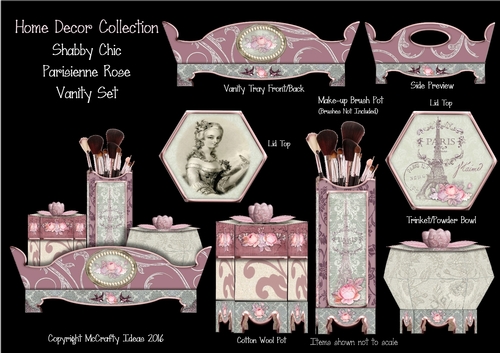 Shabby Chic French Vanity Set - Parisienne Rose