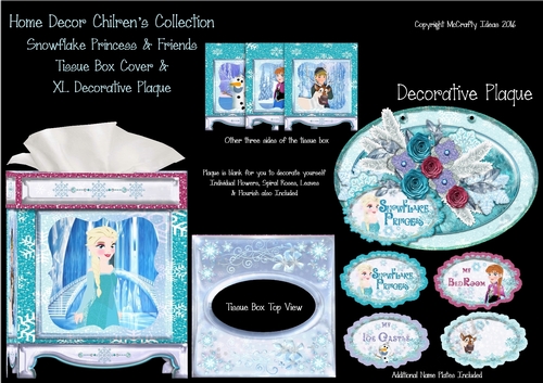 Snowflake Princess & Friends - Tissue Box Cover and Decorative Plaque