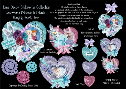 Snowflake Princess & Friends - Hanging Hearts Trio