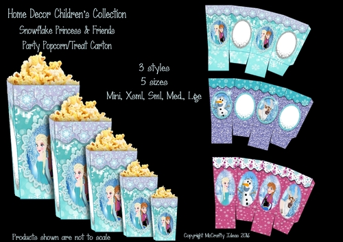 Snowflake Princess Party Popcorn/Treat Carton