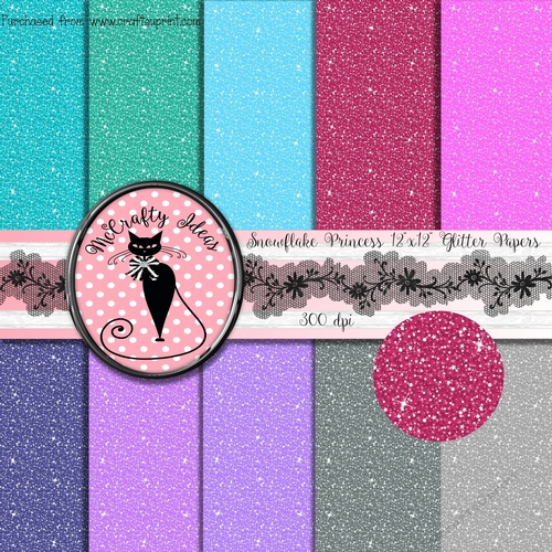 Snowflake Princess - 10 Glitter Sparkle 12x12 Papers