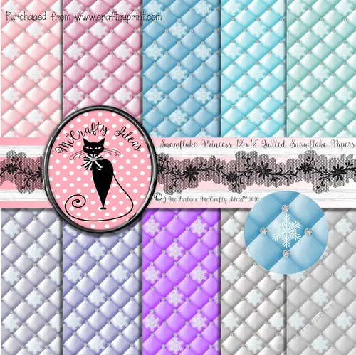 Snowflake Princess - 10 Quilted Snowflake 12x12 Papers