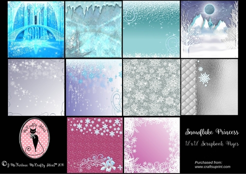SNOWFLAKE PRINCESS - Ten  12X12  SCRAPBOOK PAGE KIT