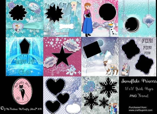 SNOWFLAKE PRINCESS - Ten  12X12  QUICK PAGES KIT