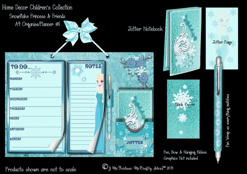 Snowflake Princess A4  Hanging Organiser/Planner & Jotter