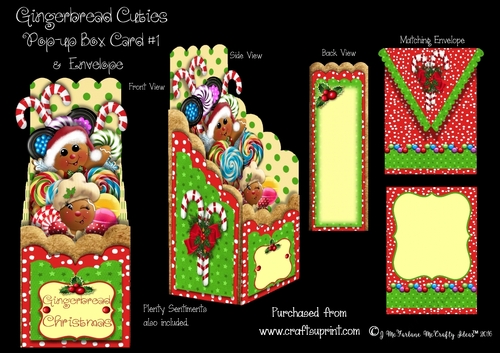 Gingerbread Cuties Pop-up Box Card #1