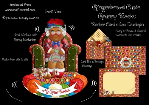 Gingerbread Cuties Granny Rocks - Rocker Card & Envelope Kit