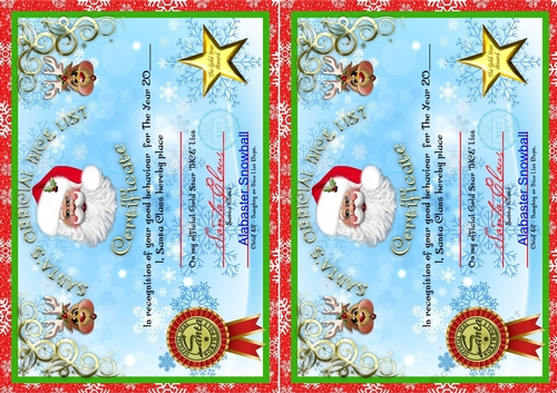 Santas Official Nice Certificate A5 x 2