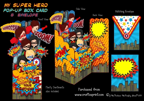 My Super Hero- Pop Up Box Card and Envelope Kit