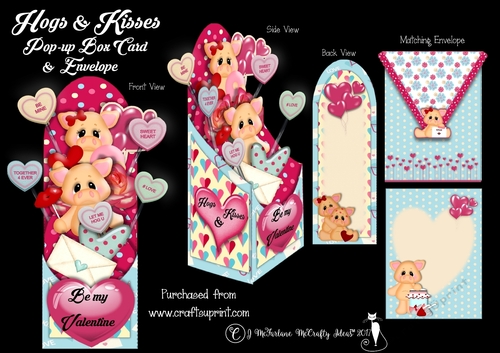 Hogs & Kisses Popup Box Card & Envelope