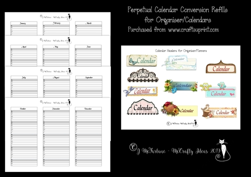 Perpetual Calendar Conversion Refills for Organiser/Calendars