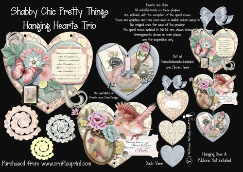 Pretty Things Hanging Hearts Trio
