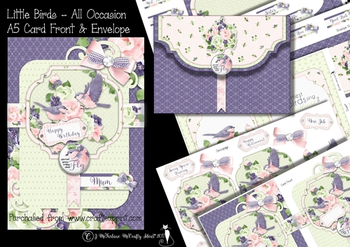 Little Birds - All Occasion A5 Card Front,Insert & Envelope Mini Kit