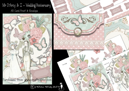 Mr DArcy & I Wedding/Anniversary A5 Card Front, Insert and Envelope Mini Kit