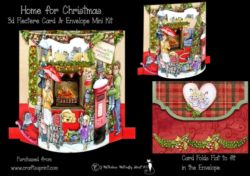 Home for Christmas 3D Flectere Card and Envelope Mini Kit