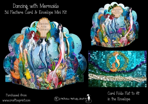 Dancing with Mermaids 3D Flectere Card and Envelope Mini Kit