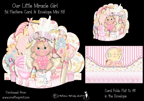 Our Little Miracle Girl  3D Flectere Card and Envelope Mini Kit