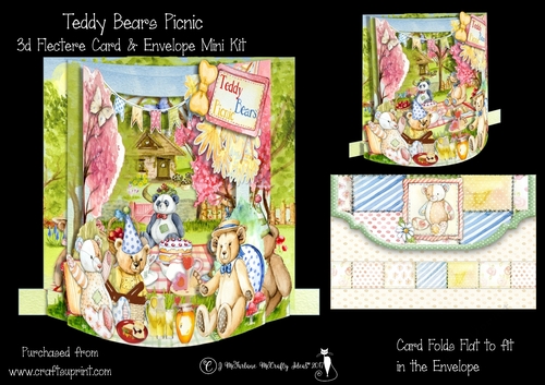Teddy Bears Picnic 3D Flectere Card and Envelope Mini Kit