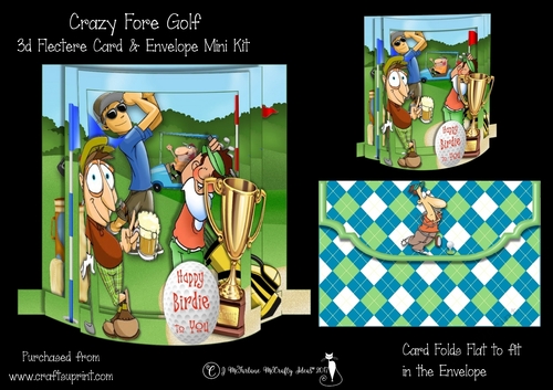 Crazy Fore Golf 3D Flectere Card and Envelope Mini Kit