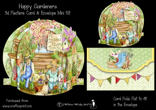 Happy Gardeners 3D Flectere Card and Envelope Mini Kit